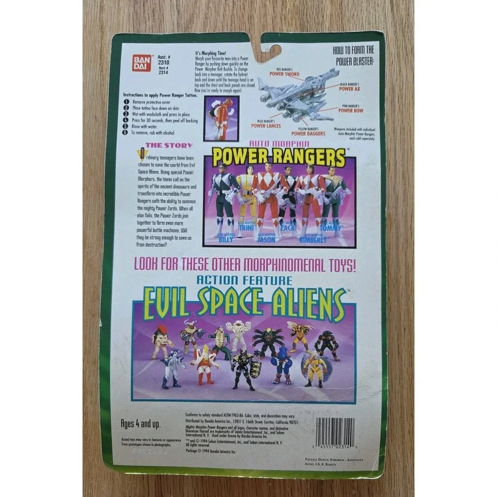 1994 Bandai Mighty Morphin Power Rangers Auto Morphin Trini Yellow Ranger NOS